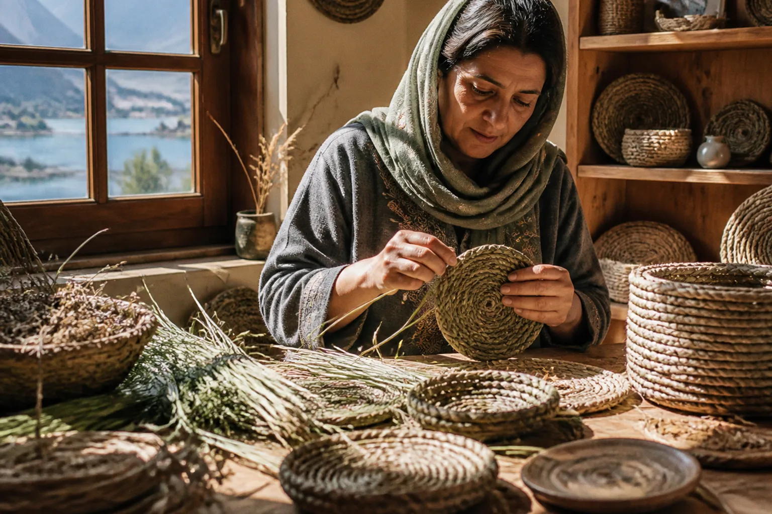 Au Cachemire, une artisane transforme les herbes sauvages en objets de décoration durables