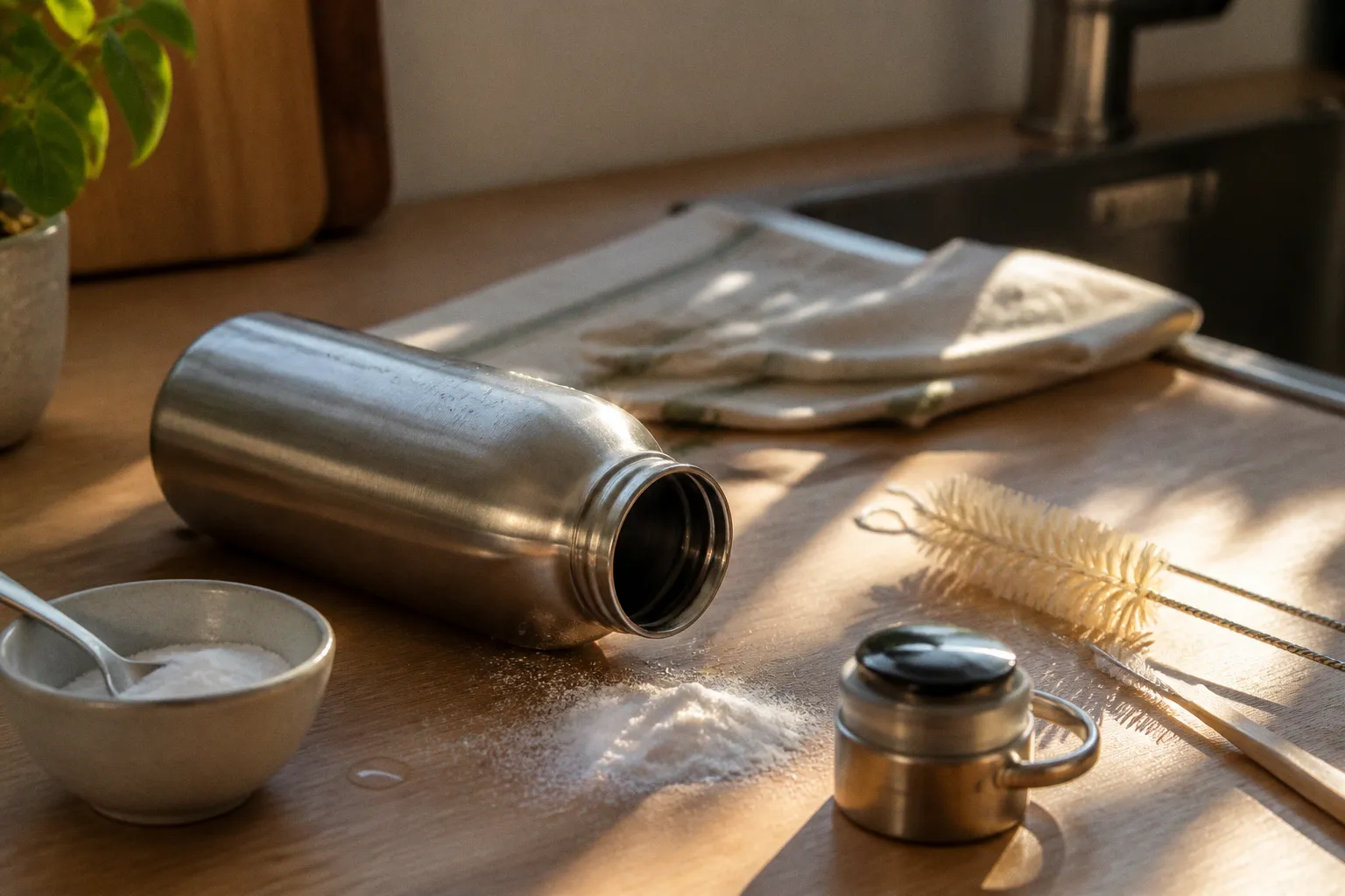 Gourde en inox : la méthode de nettoyage au bicarbonate