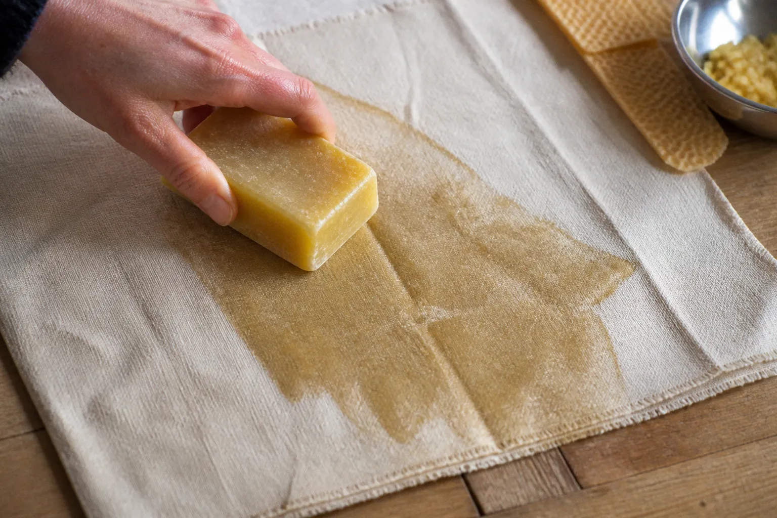 Tissu imperméable maison : enduction du coton à la cire