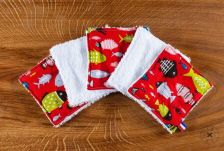 Tawachou - Créations Zéro Déchet lingettes demaquillantes lavables x5 poisson rouge e1647593590915
