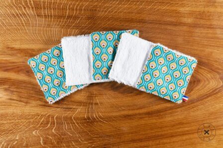 Tawachou - Créations Zéro Déchet lingettes lavables indien turquoise